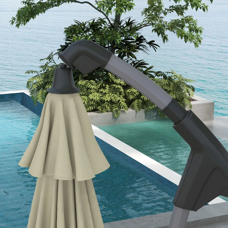 Beige 2.7m Cantilever Parasol with Cross Base