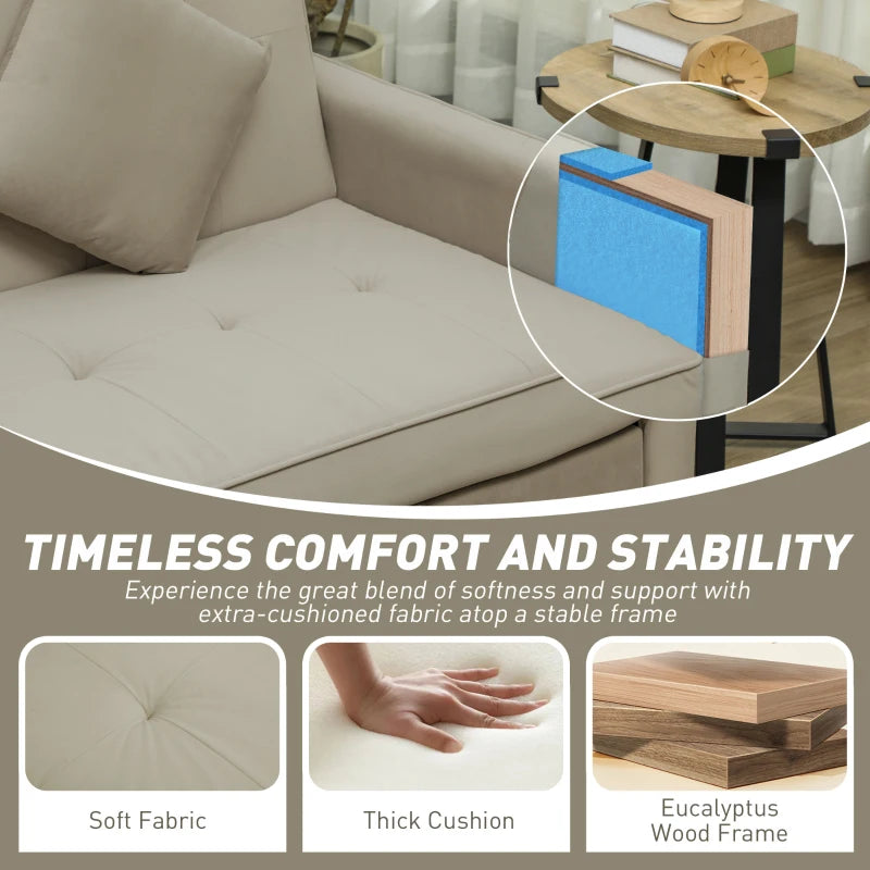 Three-Person Velvet Sofa Bed in Beige - Stylish and Comfortable for Any Living Space