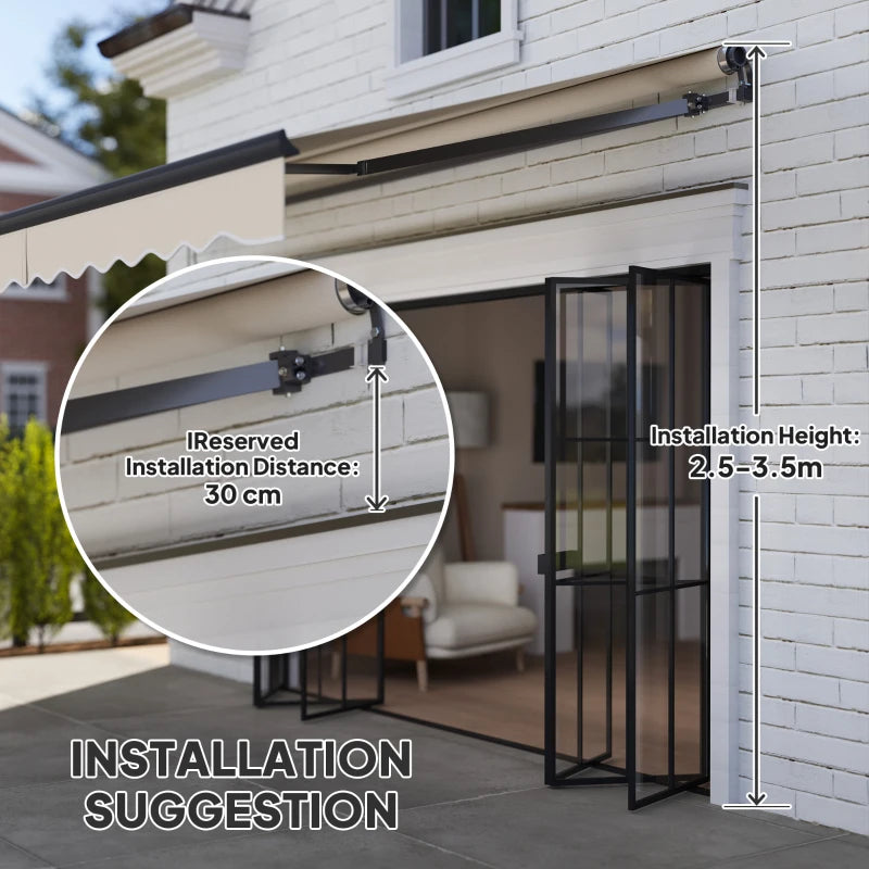 3.5m x 3m Beige Electric or Manual Awning with Remote Control - Retractable Patio Sun Shade