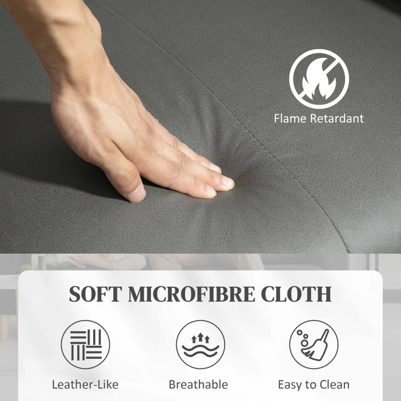 Comfortable Manual Reclining Armchair with Thick Padded Cushion and Adjustable Leg Rest in Light Grey