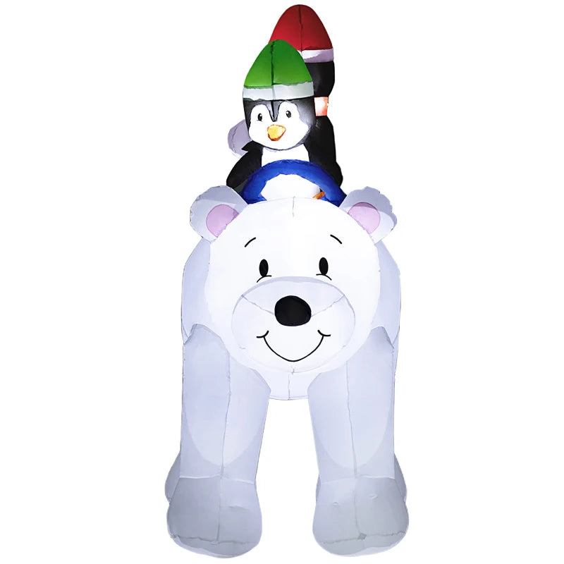 6.4ft Inflatable Polar Bear & Penguin Christmas Decoration - Festive Holiday Yard Inflatable for Outdoor Display