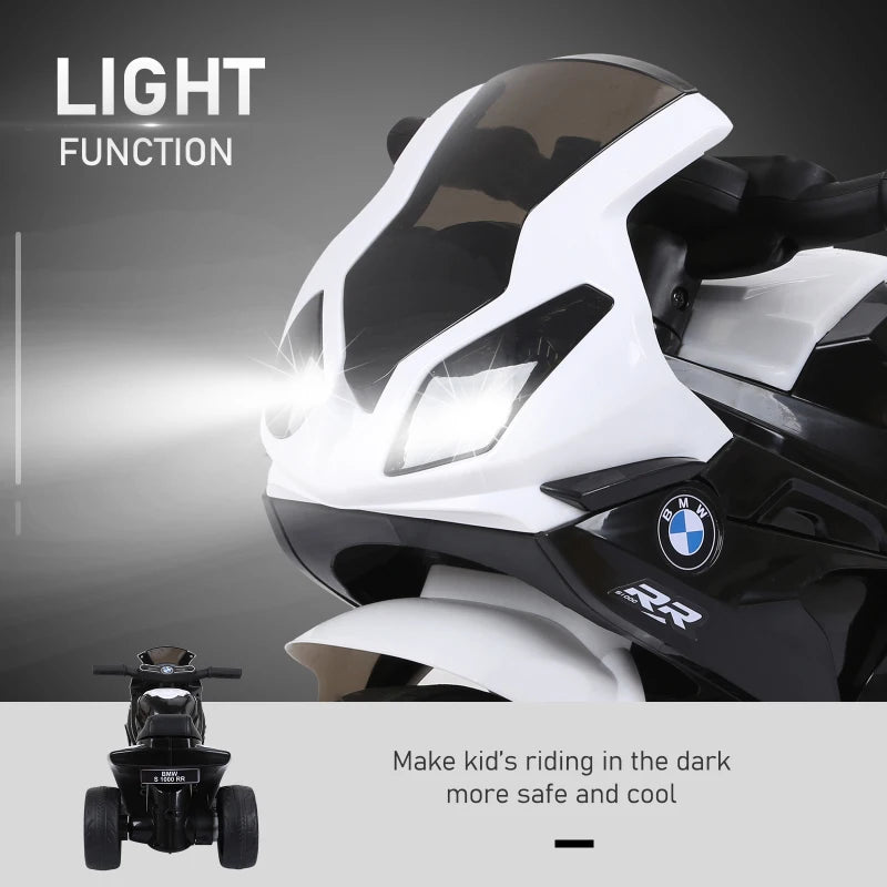 Electric Kids Ride On BMW Motorbike with Headlights Music 6V Black Toy Vehicle