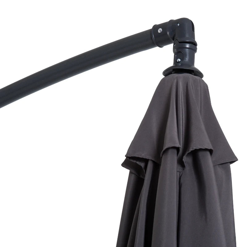 Dark Grey 3M Hanging Cantilever Umbrella Parasol for Patio
