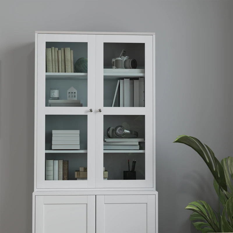 Double Storage Display Cabinet - Elegant White Finish, Stylish Home Organizer, Perfect for Living Room or Office Storage Solutions