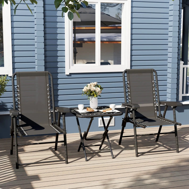 Black Three-Piece Garden Table and Chair Set