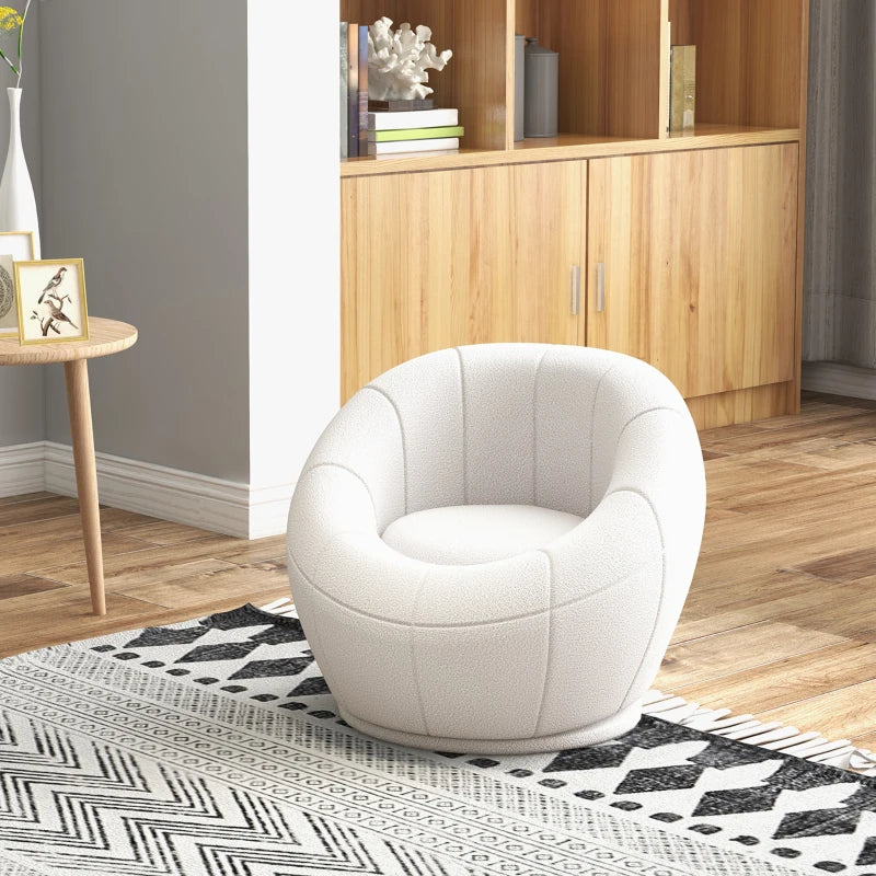 Stylish Swivel Upholstered Accent Chair for Living Room, Bedroom or Home Office in White