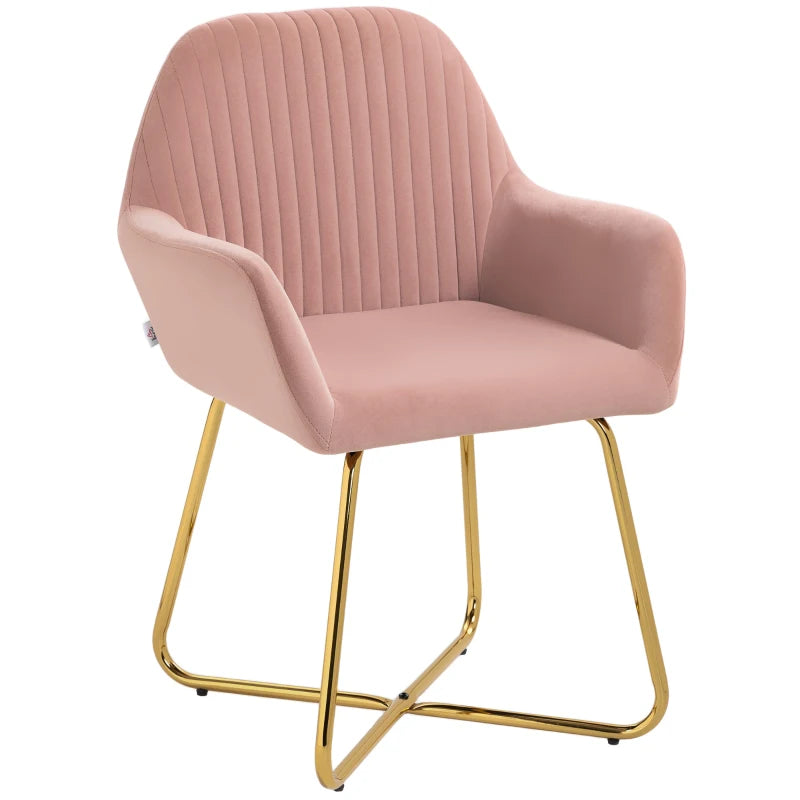 Modern Upholstered Accent Chair with Metal Base for Living Room in Pink - Stylish Armchair for Home Decor
