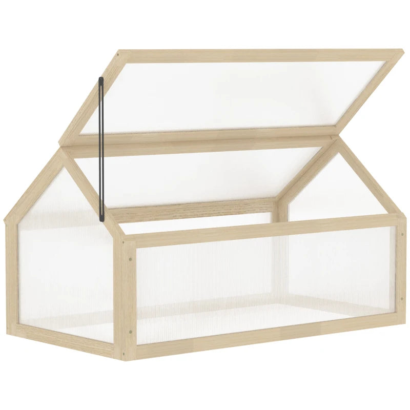 Wooden Greenhouse Cold Frame for Plants and Vegetables, Green, 90 x 52 x 50cm