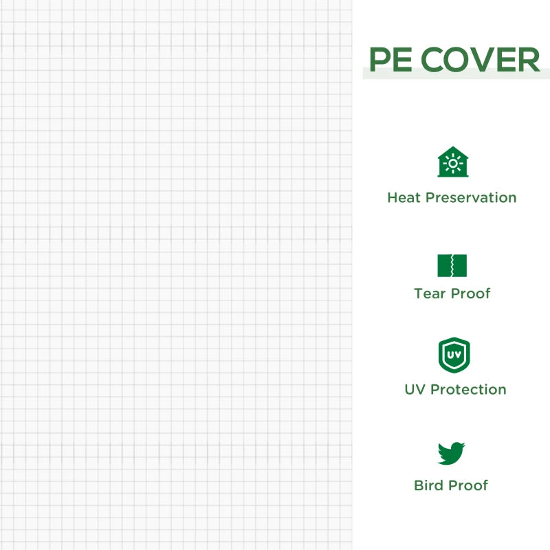 Compact Green Steel Frame Greenhouse with Zippered Window, 180 x 90 x 90 cm, White