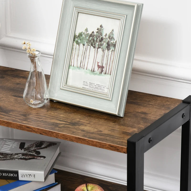 Rustic Brown 3-Tier Industrial Bookshelf & Storage Cabinet with Doors for Home Office & Living Room