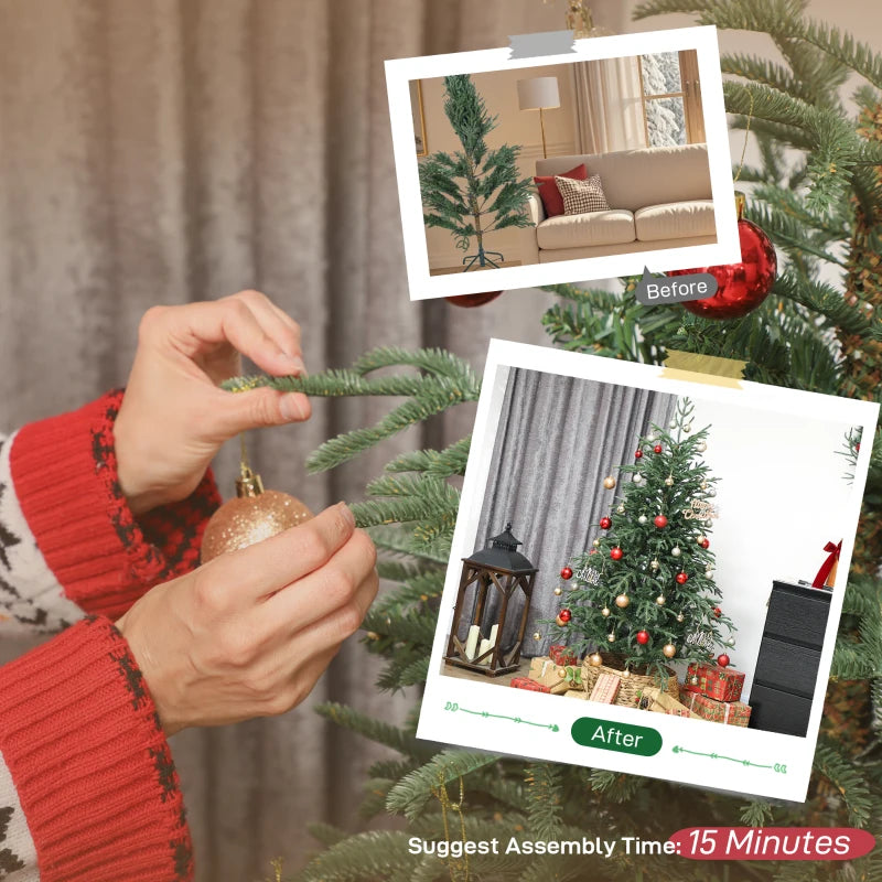 5ft Full Spruce Christmas Tree with Realistic Dense Tips - Easy Assembly, Lush Green Holiday Decor