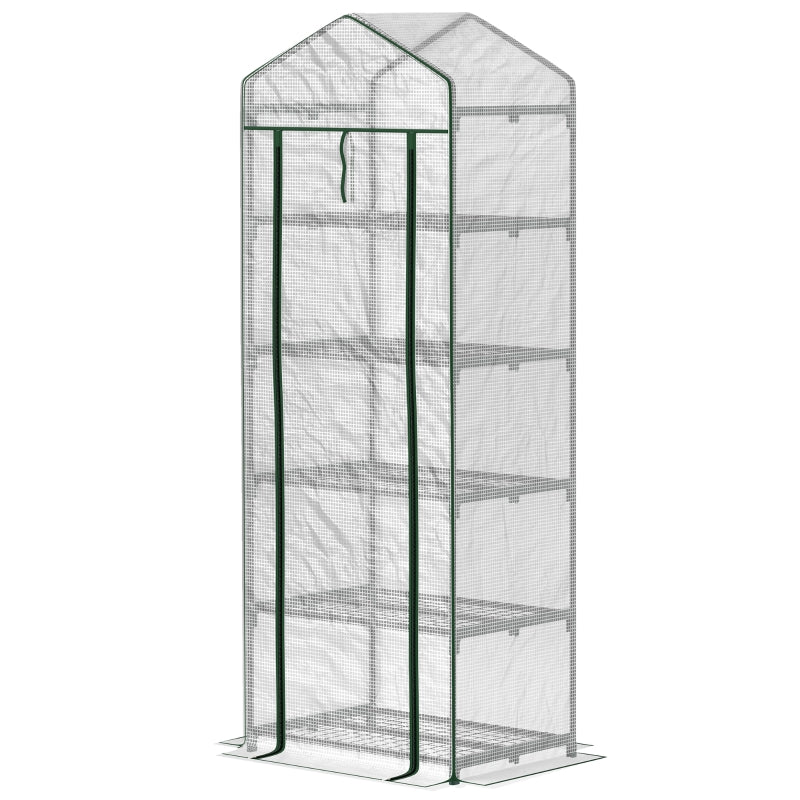 193cm White Five Shelf Mini Greenhouse - Indoor/Outdoor Plant Storage