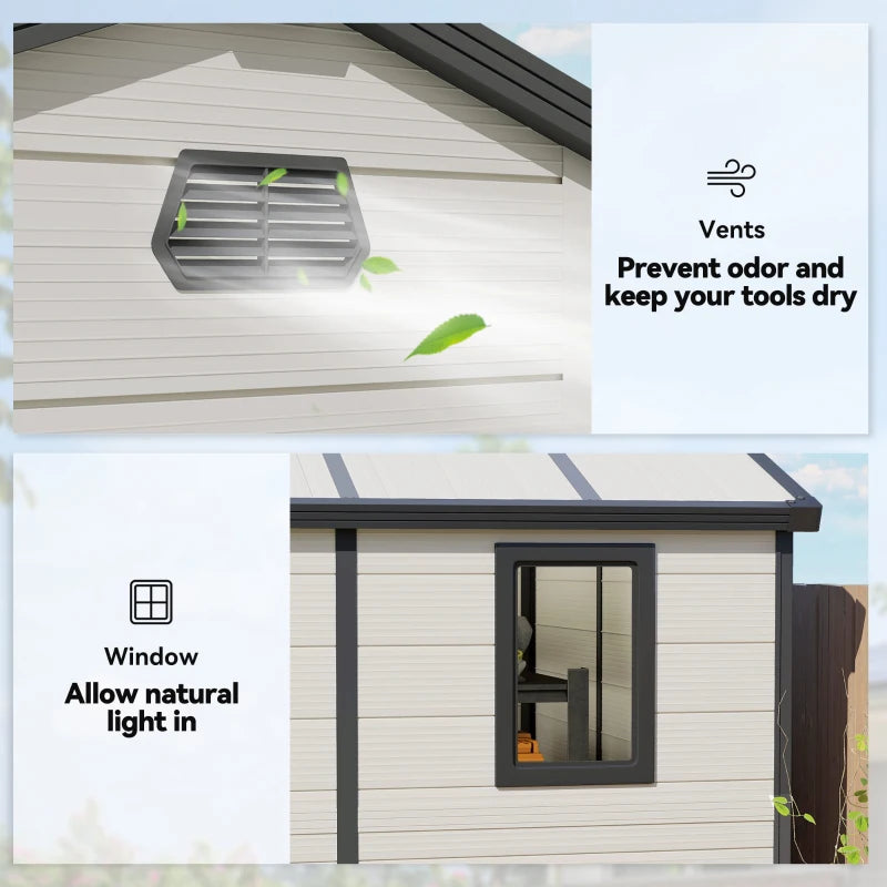 Cream White 7.9ft x 6.2ft Aluminium Frame and Plastic Walled Shed