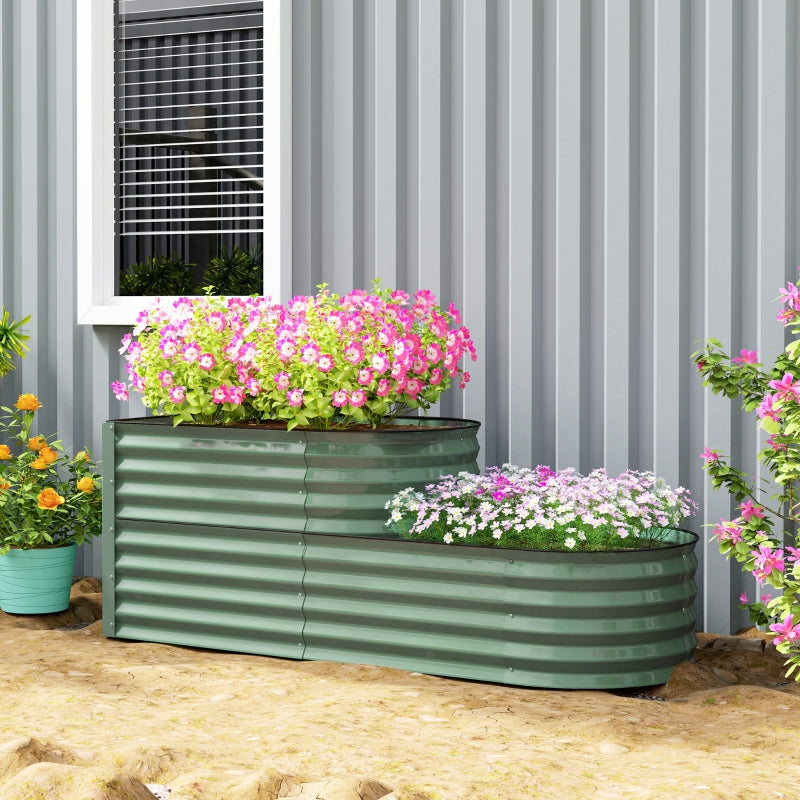 Two-Tier Galvanised Steel Garden Planter - Light Green - 100cm x 50cm