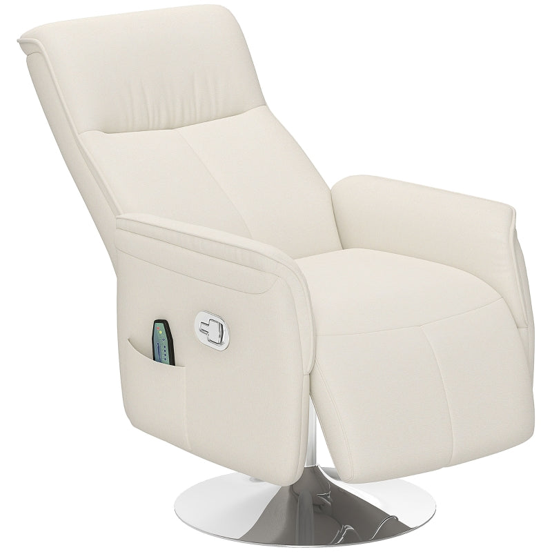 Cream 10-Point Massage Recliner Armchair for Ultimate Relaxation and Comfort