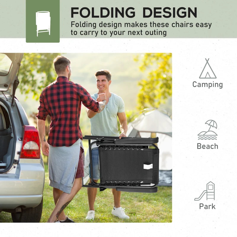 Black Folding Outdoor Chair Set - 4 Pcs, Portable Loungers for Camping, Pool, Beach, Deck