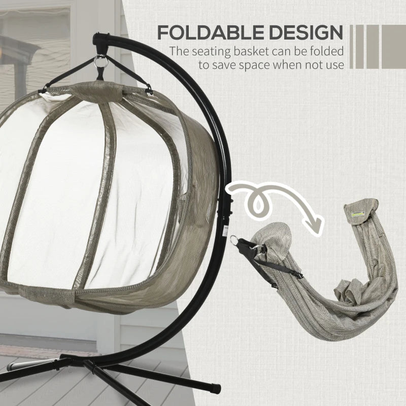 Brown Double Seater Texteline Swing Hammock Chair with Stand and Cushion