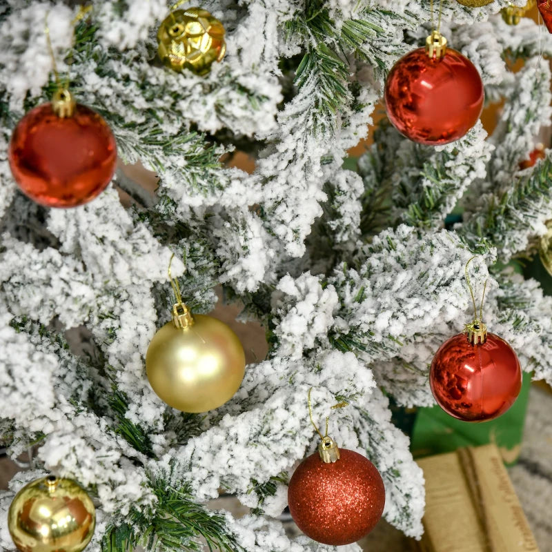 5 Ft Snow Flocked Artificial Christmas Tree - Realistic Pine with Auto Open & Steel Base - Festive Green Decor