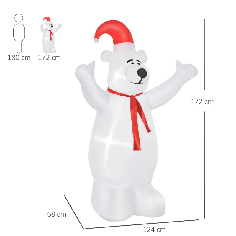 6ft Tall Inflatable Bear - Airblown Christmas Lawn Decoration for Outdoor Holiday Projection Display