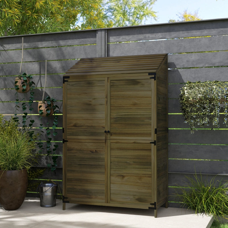 Two-Tier Wooden Garden Shed - 59 x 103.5 cm - Green