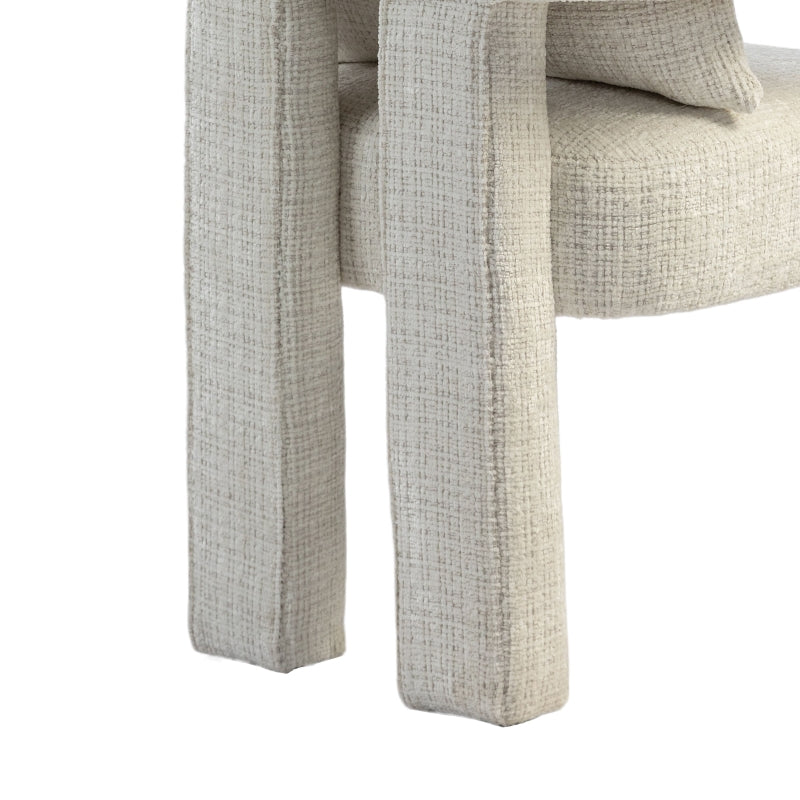 Set of 2 Modern Accent Chairs with Hollow Armrests, Cushions and Pillows for Stylish Living Room, Beige