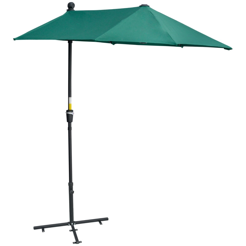 2m Dark Green Half Market Umbrella with Crank Handle and Base