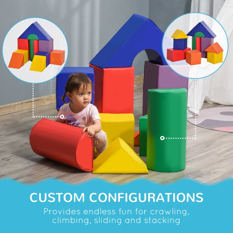 11-Piece Soft Play Set for Kids Foam Blocks Climbing Crawling Multicoloured Indoor Fun