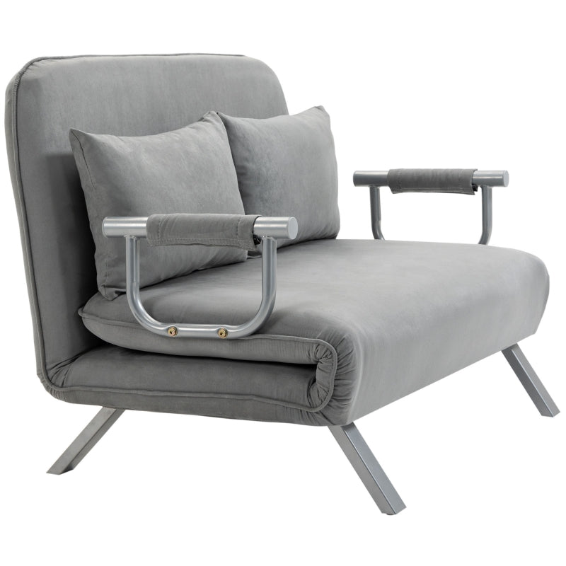 Light Grey Two-Seater Click-Clack Sofa Bed for Stylish Living Spaces