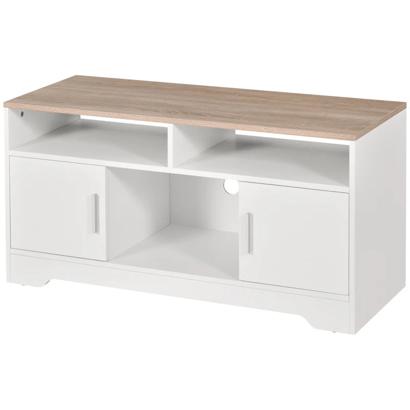 Modern TV Stand Cabinet for 50 Inch TV with Storage Open Shelves and Cable Management for Living Room Bedroom White