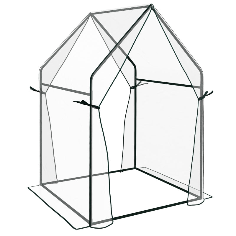 Clear Portable Mini Greenhouse with 2 Zipped Doors, 90x90x145cm