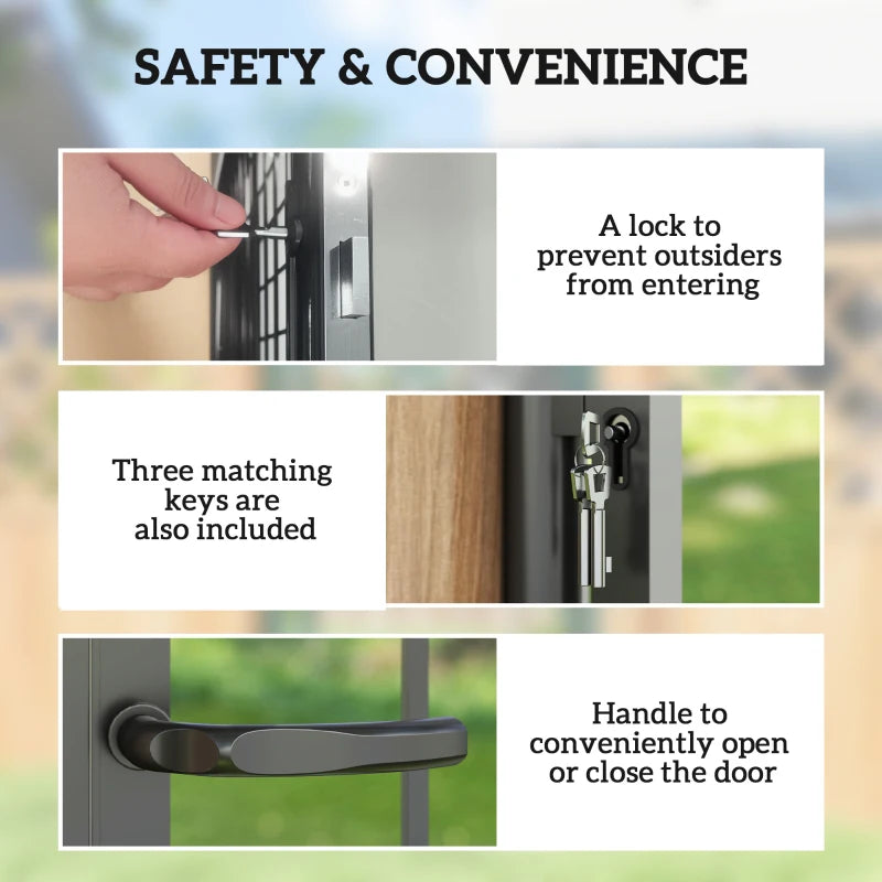 Galvanised Steel Garden Gate with Lock, Keys & Handle - Black Outdoor Security Barrier 105x204 cm