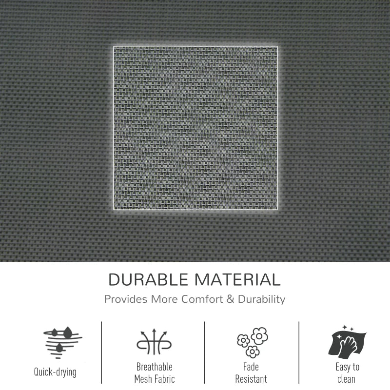 Black Outdoor Rocking Chair with Mesh Fabric, Headrest, Armrest, Storage Bag