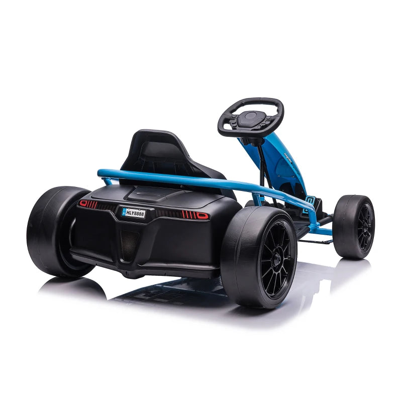 24V Electric Drift Kart for Kids 8-12 Racing Go Kart with 2 Speeds Steering Wheel and Pedals Blue