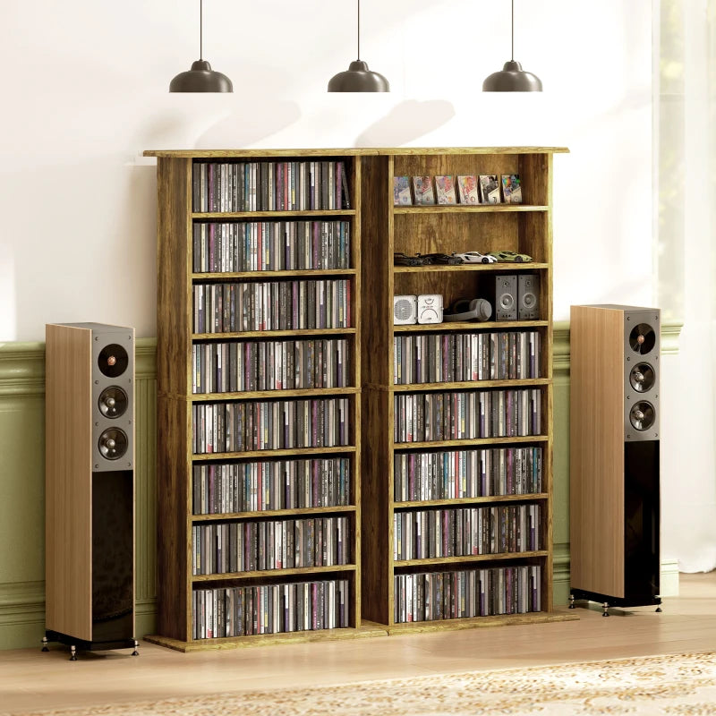 Rustic Brown 360 CD Storage Unit - Stylish Media Organizer for CDs, DVDs, and Games - Space-Saving Design