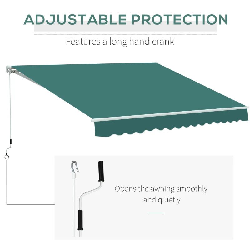 Green 3.5m x 2.5m Manual Retractable Awning - Maximum Projection 2.5m
