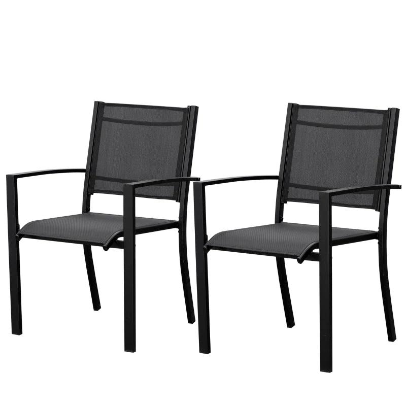 Black Steel Frame Outdoor Dining Chairs Set