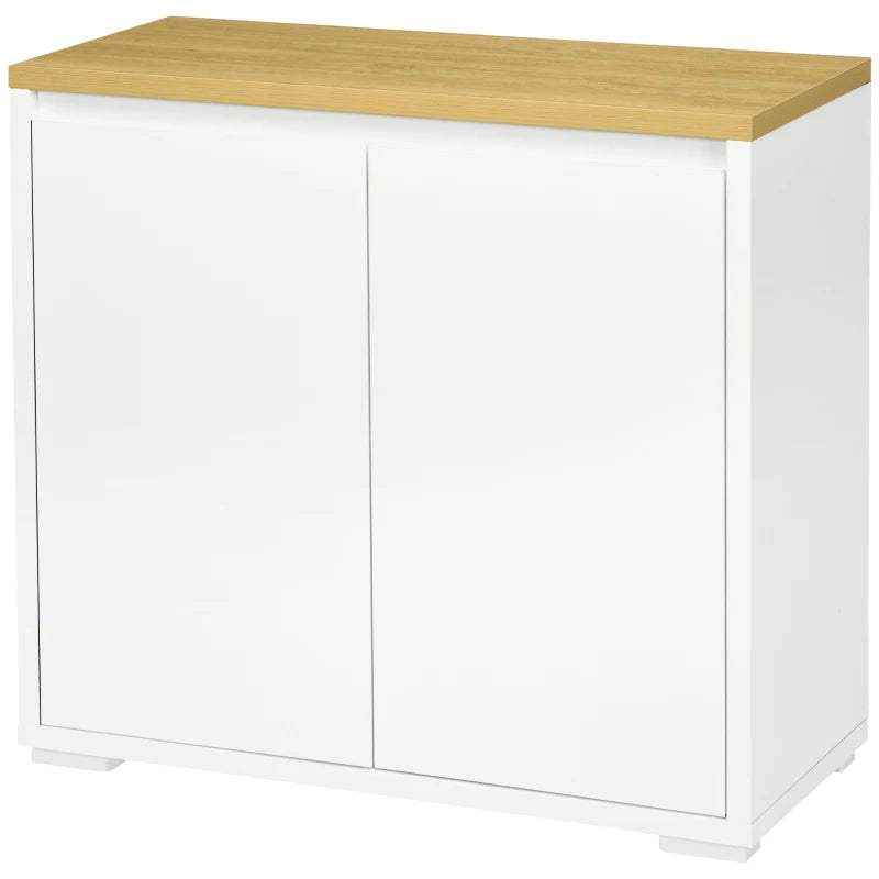 Modern White Kitchen Sideboard Storage Cabinet with Double Doors & Adjustable Shelf - Perfect for Living Room & Entryway