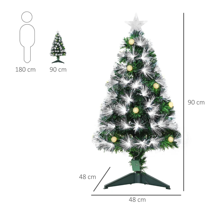 3ft Pre-Lit White Artificial Christmas Tree with 90 LEDs & Star Topper - Full Bodied Seasonal Decoration for Home