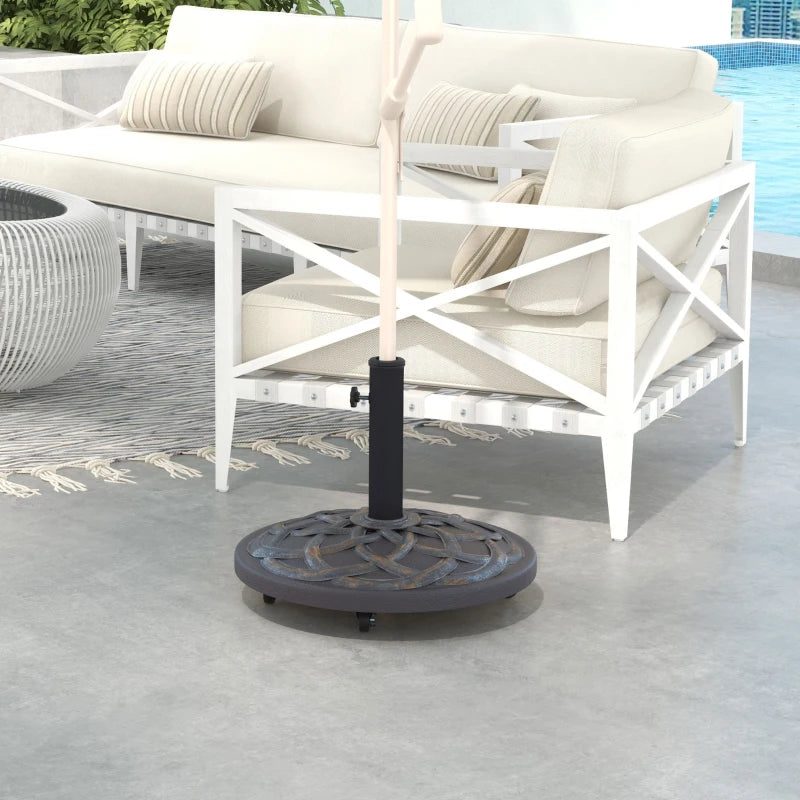 Bronze Rolling Umbrella Base with Wheels - Heavy Duty Concrete Stand