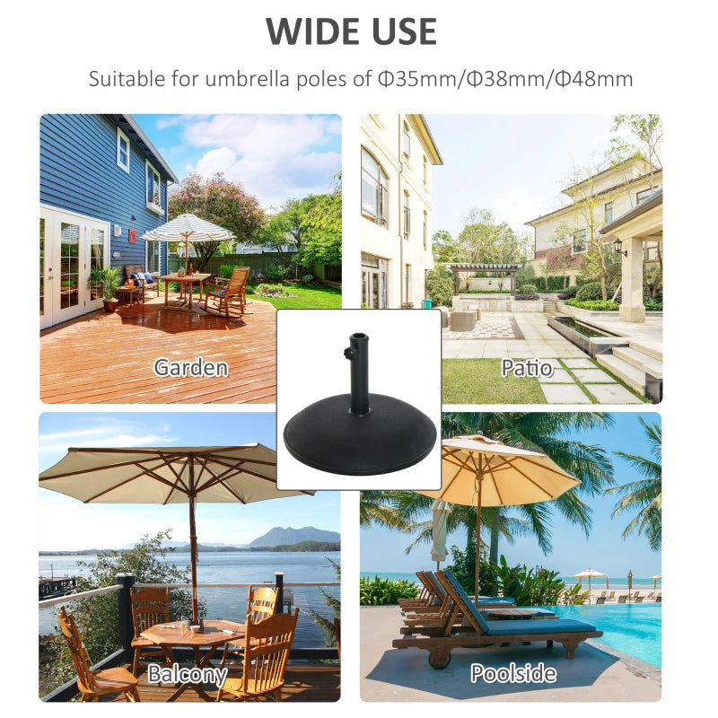 Black Round Concrete Umbrella Base 25kgs - Patio Outdoor Stand