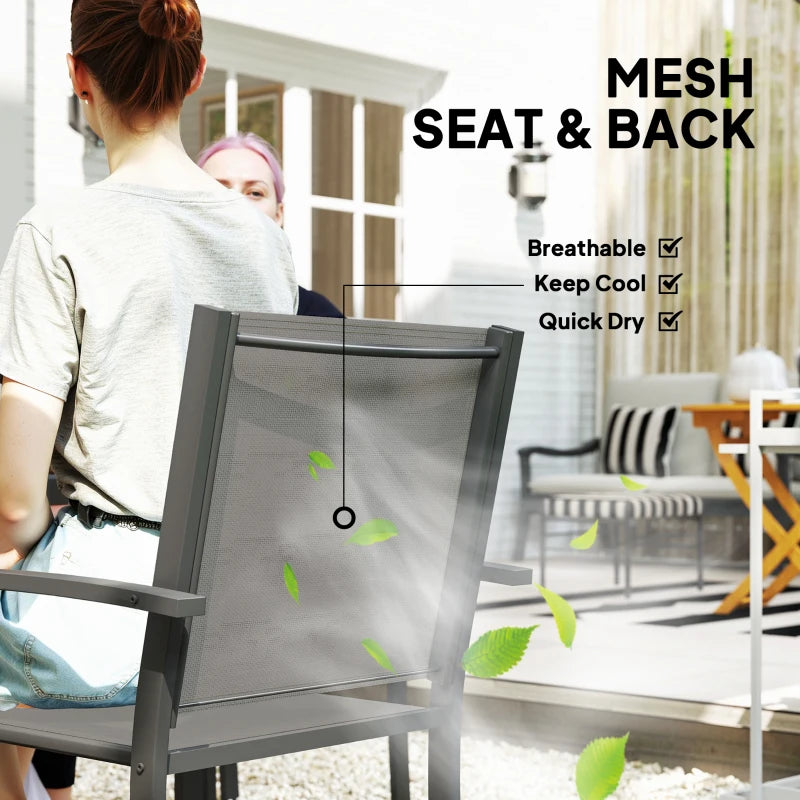 5 Piece Dark Grey Garden Furniture Set - Round Table & 4 Stackable Chairs for Patio