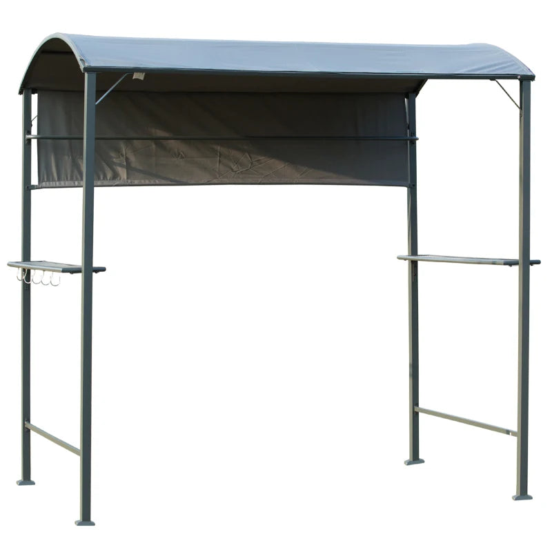 2.2m x 1.4m Black BBQ Grill Gazebo with Shelves and Hooks