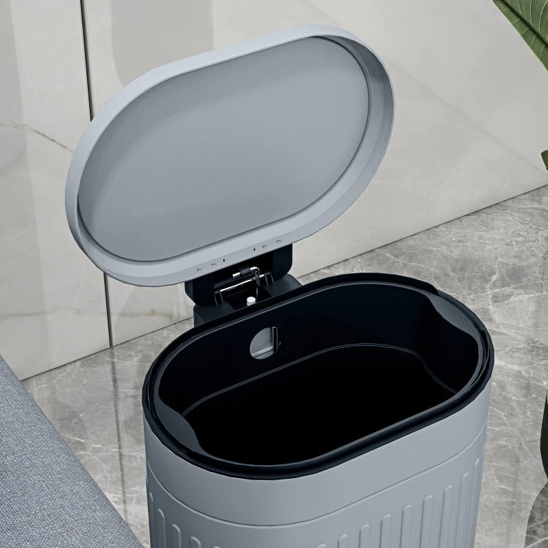 20L Grey Metal Kitchen Bin with Soft-Close Lid - Stylish and Durable Waste Container for Home and Office
