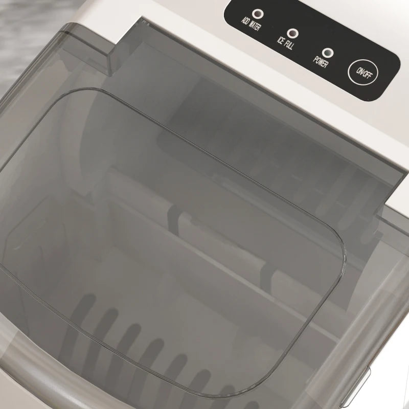 Portable Ice Maker Machine - 12Kg Daily, 9 Cubes in 6-12 Mins, Countertop Ice Cube Maker with Scoop & Basket - White