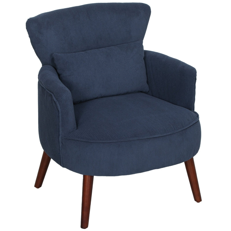 Blue Corduroy Retro Accent Chair for Stylish Living Room Decor