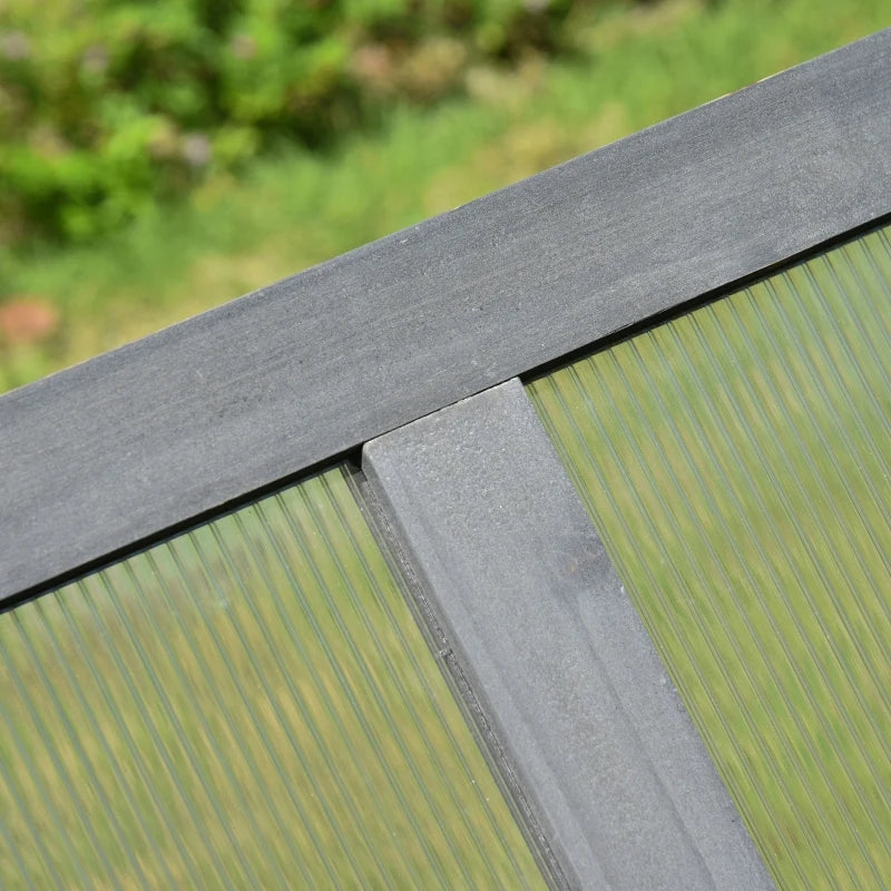 Grey Small Polycarbonate Plant Cold Frame, Openable Top Cover, 100x65x40cm