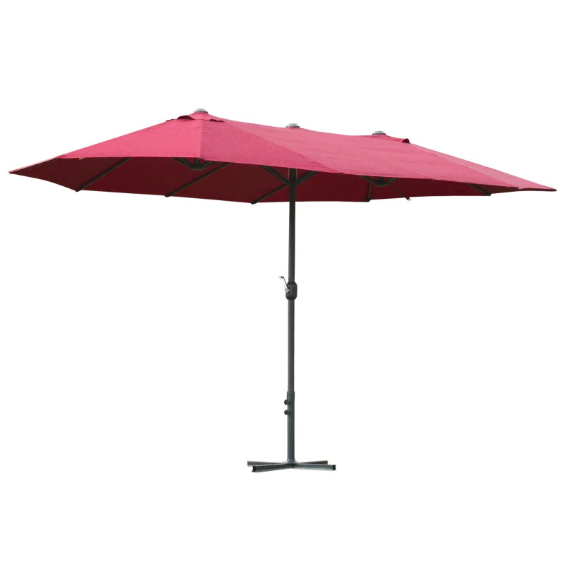 Double-sided Wine Red Sun Umbrella Canopy - 4.6M Crank Shade