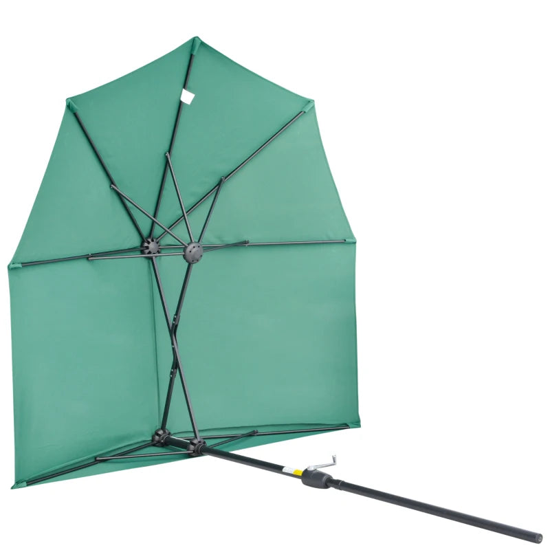 2m Dark Green Half Market Umbrella with Crank Handle and Base