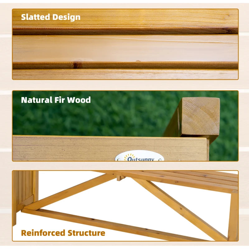 Brown Wooden Corner Bench with Planter Box