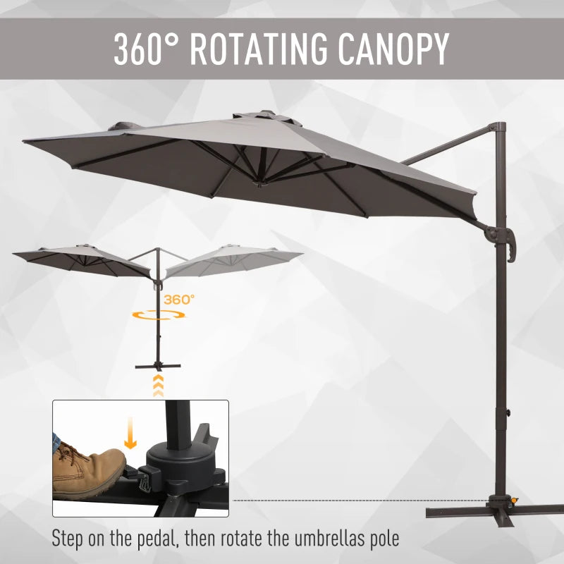 3m Grey Cantilever Garden Parasol